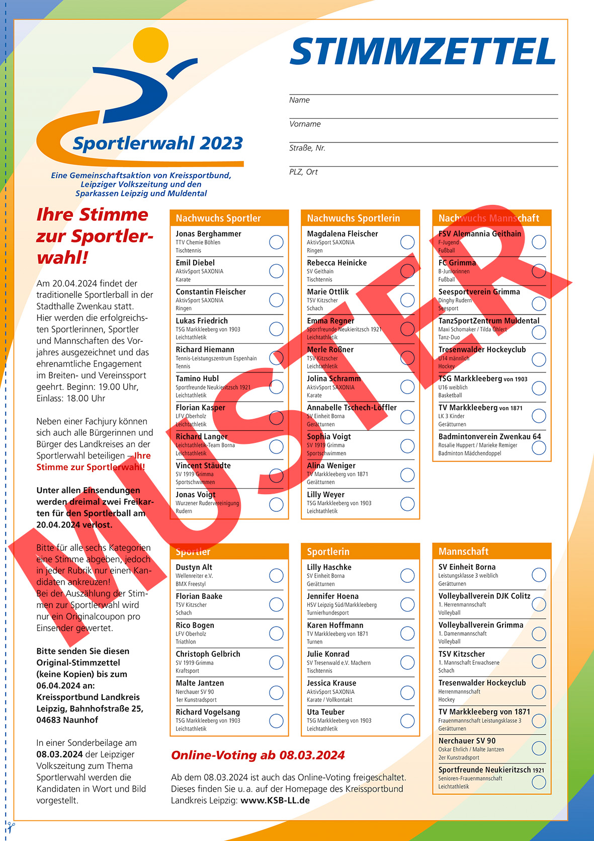 Sportlerwahl-Stimmzettel-Homepage